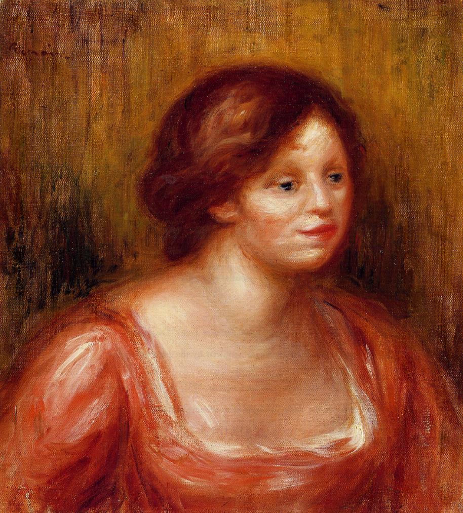 Bust of a woman in a red blouse 1905